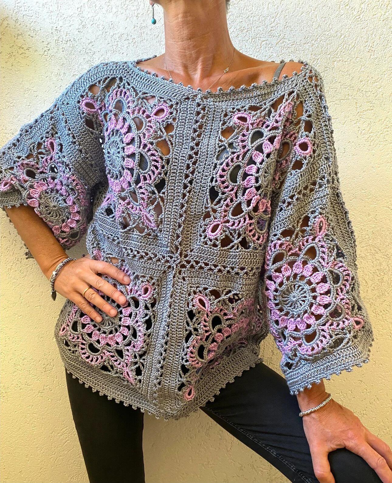 CROCHET GRANNY SQUARE SWEATER | Crochet Pattern